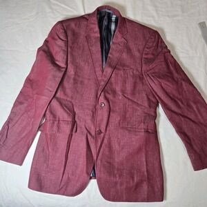 Madison 2 Button‎ Blazer Jacket Sports Coat Sz 38R Linen Cotton Blend Red
